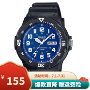 卡西歐（CASIO）男女表學(xué)生手表運動手表 夜光防水石英表帶星期日歷腕表 黑表天藍MRW-200H-2B2