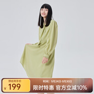 艾萊依（ERAL）商場同款新款系帶蝴蝶結(jié)法式氣質(zhì)連衣裙時(shí)尚百搭顯瘦長裙子 西芹綠 155/80A