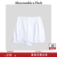 ABERCROMBIE & FITCH女裝24夏款亞麻混紡美式辣妹修身高腰短裙半身裙KI143-4052 白色 M (165/76A)