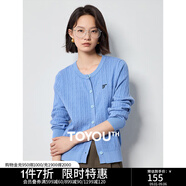 初語(yǔ)小香風(fēng)針織開(kāi)衫女2024年秋季新款圓領(lǐng)顯瘦毛織外套 天藍(lán)色8433803 M
