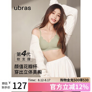 ubras虞書(shū)欣同款鉆石紗夾心軟支撐花瓣杯文胸內衣女胸罩 背心-月巖色 S