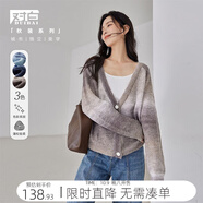 對白【杜鵑同款】撞色暈染毛衣女2025秋裝新款氣質(zhì)慵懶風(fēng)針織開衫 暈染暖紗色 S
