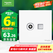 施耐德電氣 電視+超五類(lèi)電腦插座 86型TV+網(wǎng)絡(luò )插座面板 皓呈系列 奶油白色