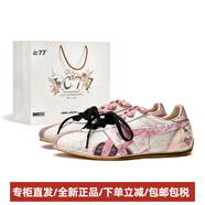 Onitsuka Tiger定制球鞋鬼?；⒍Y袋風(fēng)城玫瑰舒適百搭防滑低幫跑步鞋男女同款粉色 粉色 36