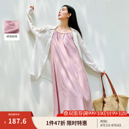 茵曼法式設(shè)計(jì)感褶皺吊帶連衣裙2025夏季女裝新款度假風(fēng)寬松裙子 紫色 M