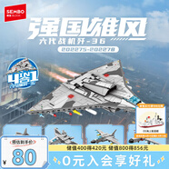 森寶積木軍事拼裝玩具殲擊戰斗機模型擺件生日禮物 第六代戰機殲36