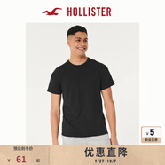 HOLLISTER小海鷗圖案24夏情侶基礎(chǔ)款短袖T恤男裝女裝324-4042 黑色 M (180/100A)