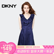 唐可娜兒（DKNY）【京東奧萊】新款夏季女裝時尚氣質荷葉邊V領無袖收腰顯瘦連衣裙D DD1BG352-480 S