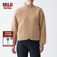 無(wú)印良品（MUJI）女式 彈力 長(cháng)毛抓絨 夾克 BBJ07A0A 短款外套 煙熏黃杏色 XS-S