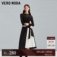 VEROMODA半身裙24夏新款長款撞色百褶拼接通勤時(shí)尚324216012 S59黑色 165/68A/M