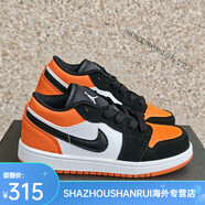 耐克（NIKE）AJ1童鞋低幫新款男童女童籃球鞋兒童子熊貓休閑運(yùn)動(dòng)板鞋 白黑橘 35