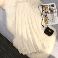 羅蒙秋冬新款中長(cháng)款復古毛線(xiàn)裙高腰針織半身裙女顯瘦遮胯a字時(shí)尚傘裙 米白 關(guān)注店鋪優(yōu)先發(fā)貨 XL 120-135斤