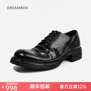 dreambox鈞博vibram英倫復(fù)古水洗馬皮德比鞋固特異商務(wù)休閑皮鞋 黑色 41