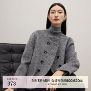 迪賽尼斯（DESIGNICE）羊駝毛短款雙面呢大衣冬季新款羊毛小香風(fēng)深灰毛呢外套女 深灰 S