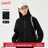 班尼路外套女開衫衛(wèi)衣女裝秋冬季新款潮流寬松上衣服休閑運(yùn)動(dòng)夾克2025年 黑-純色 XL