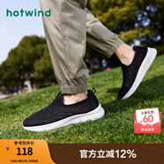 熱風(fēng)（Hotwind）男鞋透氣網(wǎng)面鞋春秋戶(hù)外休閑運(yùn)動(dòng)跑步鞋輕便一腳蹬健步鞋男老人鞋 01黑色 41 偏大半碼