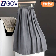 DGOV灰色高腰a字百褶半身裙女2025新款夏天感雪紡氣質(zhì)休閑長裙子 灰色 2XL 建議【135-150斤】