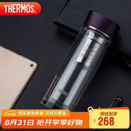 膳魔師（THERMOS）雙層玻璃杯400ml男女茶杯水紋行者系列帶茶漏TCGB-400-D-PL深紫色