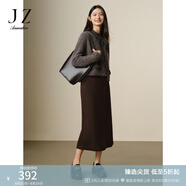 玖姿·安娜蔻商務(wù)通勤簡(jiǎn)潔氣質(zhì)百搭毛呢A字半身腰裙女2024冬款 深咖啡 M