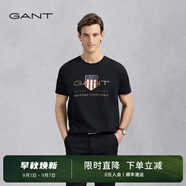 GANT/甘特【100%棉】男女情侶款學(xué)院風(fēng)美式休閑圓領(lǐng)短袖重磅T恤 5黑色 S