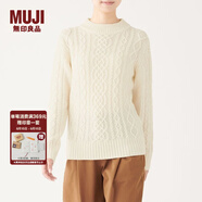 無(wú)印良品 MUJI 女式 阿蘭圖案 高領(lǐng)毛衣 長(cháng)袖針織衫女款冬季W(wǎng)9AA874 米白色 M (160/84A)