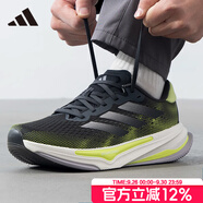 阿迪達斯 （adidas）男鞋 2025秋季新款RUNNING運動跑鞋輕便透氣緩震健身訓練跑步鞋 IH8634/黑/淡黃 45 (280mm)