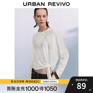UR2025秋季新款女裝慵懶休閑風(fēng)綁帶超寬松長袖T恤UWB450049 米白 (偏寬松) S (XS-S)