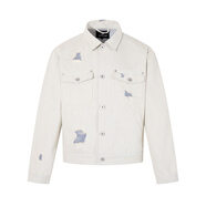 酷奇豪（Kuqihao）2025新款復古破洞工裝夾克男士春秋潮牌手工磨破做舊寬松休閑翻領(lǐng) 白色 M