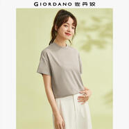 佐丹奴T恤女純棉親膚氣質(zhì)小衫女舒適寬松小高領(lǐng)t恤女短袖05322396 10海豚灰 S