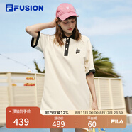 FILA FUSION斐樂(lè)潮牌女子連衣裙夏時(shí)尚寬松簡(jiǎn)約POLO領(lǐng)連身裙 乳糖色-BG L （170/88A/L）