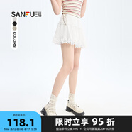 三福半身裙2024夏季碎花防走光內(nèi)襯雙層短裙女裝483825 大白（花邊下擺） 165/68A/M