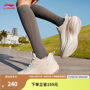 李寧（LI-NING）凌波v2丨休閑慢跑鞋女鞋2025新款舒適透氣簡約低幫運動鞋ARSV104 米白色/淡蕊橘-4 37.5