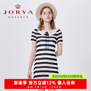 卓雅周末（JORYA weekend）卓雅2023夏季新款鉤花娃娃領(lǐng)黑白撞色條紋針織連衣裙EJWCBR39 黑白條-預(yù)售7天 S-預(yù)售7天
