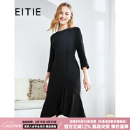 愛(ài)特愛(ài)（EITIE）秋冬商場(chǎng)同款優(yōu)雅通勤百搭收腰魚尾七分袖連衣裙女包臀6007747 黑20 L 165