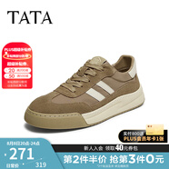 他她（TATA）男士阿甘男鞋復(fù)古德訓(xùn)鞋男運(yùn)動(dòng)休閑鞋厚底板鞋小白鞋PCB01AM3 QDR01AM4卡其/白 39