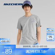 斯凱奇（Skechers）情侶T恤短袖男女夏季透氣涼感休閑體恤運動(dòng)上衣女L223U 中花灰/004F XXL