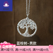 緣份晶生【藍桉與鳥(niǎo)】情侶紀念999足銀項鏈一對禮物 高級感學(xué)生吊墜 藍桉樹(shù)-男款  銀鏈:55cm