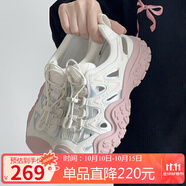 駱駝（CAMEL）丑萌登山鞋女時尚撞色戶外休閑鞋 L24M076602 米/銀/粉 37