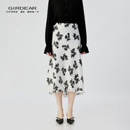 哥弟（GIRDEAR）女裝2025新款高腰前短后長小魚尾半身裙120003 花朵 L (4碼)