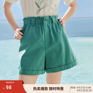 茵曼（INMAN）2025夏女新款時(shí)尚休閑百搭純色花苞舒適遮胯顯瘦A字短褲 紺藍(lán)色 XL