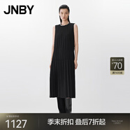 JNBY/江南布衣25春連衣裙優(yōu)雅風(fēng)琴百褶無(wú)袖圓領(lǐng)寬松H型長(cháng)裙5P3G12910 001/本黑 S