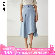 LANDI春季新款不對(duì)稱(chēng)半身裙女a(chǎn)字半裙中長(zhǎng)裙設(shè)計(jì)感裙子 淺藍(lán)色 L