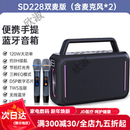 飛利浦（philips）戶外藍(lán)牙音箱廣場(chǎng)舞音響大功率手提K歌會(huì)議教學(xué)擴(kuò)音器 SD228雙麥版