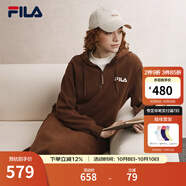FILA 斐樂(lè )官方連衣裙2025年秋季新品長(cháng)款連帽打底衛衣長(cháng)裙子 復古咖-DK XL 175/92A/XL