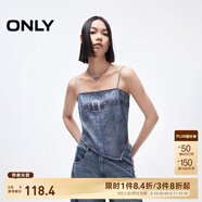 ONLY2025春季新款牛仔印花不規(guī)則下擺設(shè)計短款吊帶女|125151008 H3Z牛仔吊帶印花藍色 L