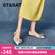 星期六女鞋優(yōu)雅蝴蝶結(jié)舒適尖頭低跟單鞋 米白色 36