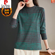 皮爾卡丹（pierre cardin）德絨打底衫女內(nèi)搭秋冬2025年新款長袖上衣中年媽媽加絨半高領(lǐng)t恤 灰綠色-加厚加絨 銀狐絨 XL 適合125-135斤