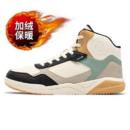 361°男鞋加絨棉鞋保暖高幫板鞋2025冬季361度男士運動(dòng)鞋正品跑步鞋子 W6606A-8曜石黑/小麥褐-皮面加絨 42