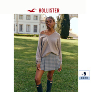 HOLLISTER【反季優(yōu)惠】24秋冬款美式V領(lǐng)露肩針織衫女裝KI350-4226 灰褐色 M (165/92A)