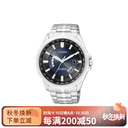西鐵城（CITIZEN）光動(dòng)能系列自動(dòng)校對時(shí)間光能石英機芯43.5mm男表CB0011-51L 銀色表帶